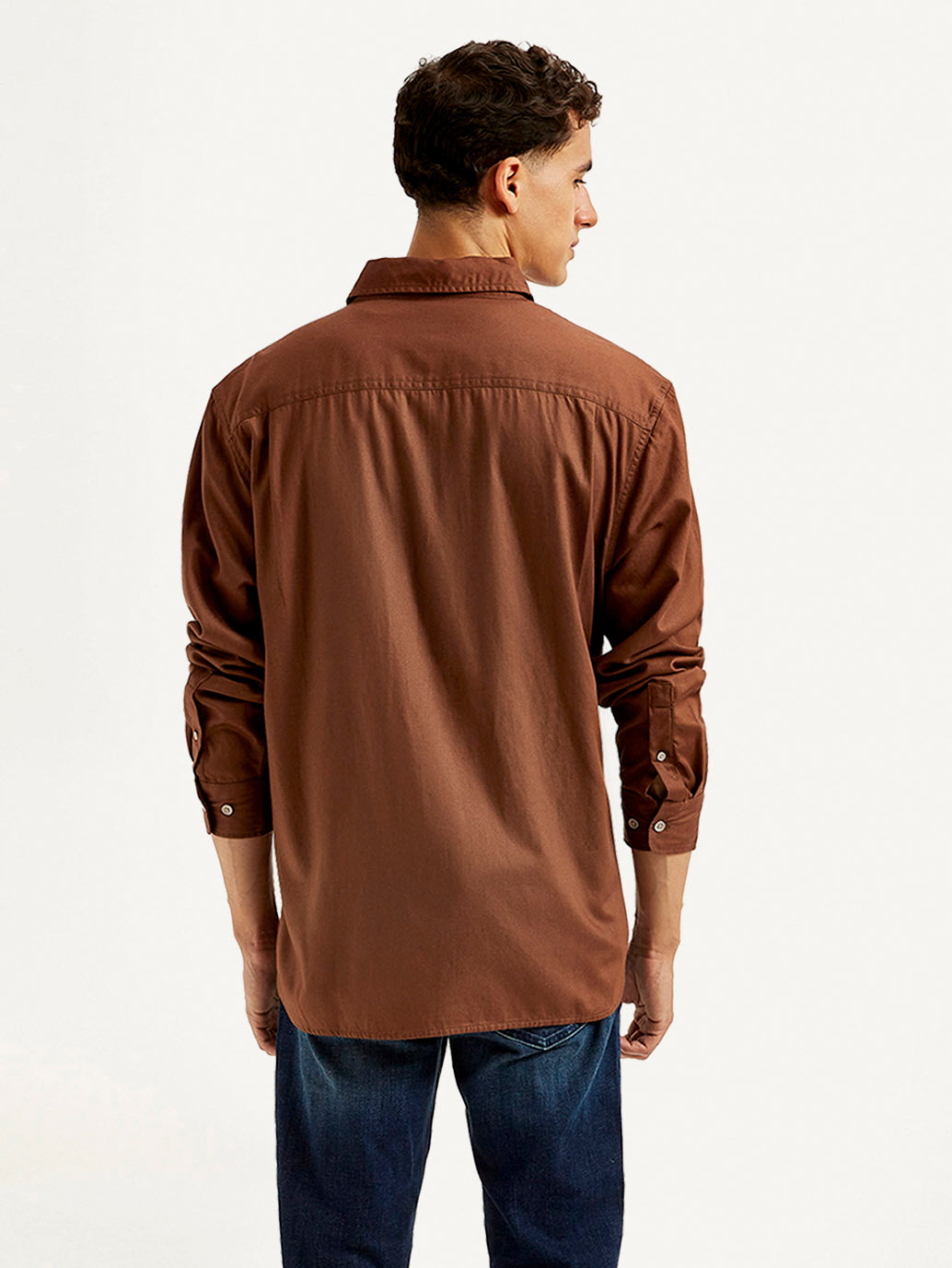 Men's Solid Slim Fit Shirt - Back View