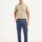 Men's Blue Slim Tapered Fit Utility Linen Trousers - Front View