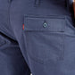Men's Blue Slim Tapered Fit Utility Linen Trousers - Detail View