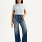 Women's Redloop Blue Ribcage Bell Bottom Wide Leg Fit High Rise Jeans - Front View