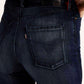 Women's Redloop Dark Blue Ribcage Bell Bottom Wide Leg Fit High Rise Jeans - Detail View