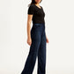 Women's Redloop Dark Blue Ribcage Bell Bottom Wide Leg Fit High Rise Jeans - Side View