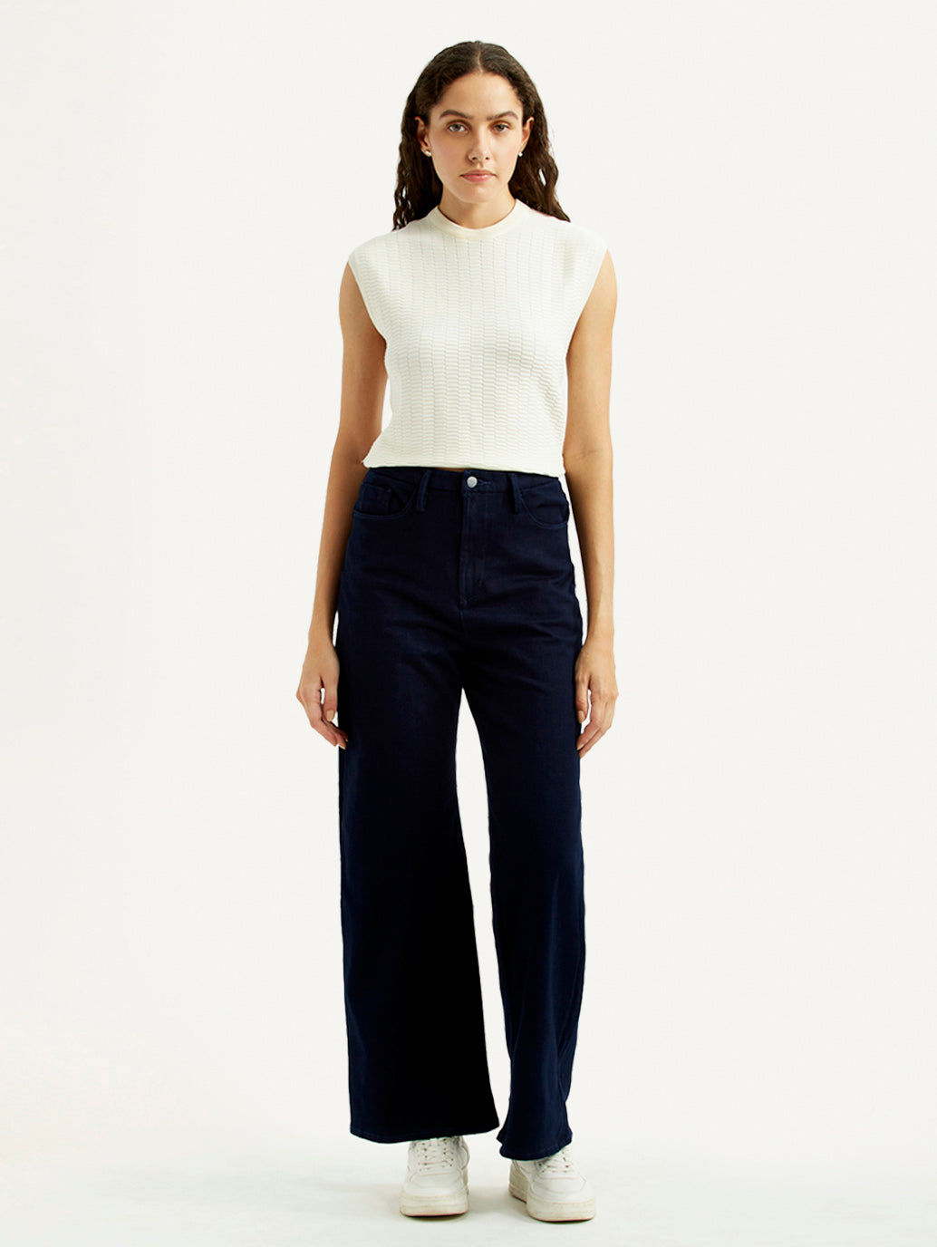 Women's Redloop Ribcage Wide Leg Fit High Rise Jeans - Front View