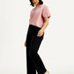 Women's Redloop Black Ribcage Bell Bottom Wide Leg Fit High Rise Jeans - Styleshot View
