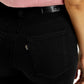 Women's Redloop Black Ribcage Bell Bottom Wide Leg Fit High Rise Jeans - Detail View