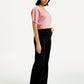Women's Redloop Black Ribcage Bell Bottom Wide Leg Fit High Rise Jeans - Side View