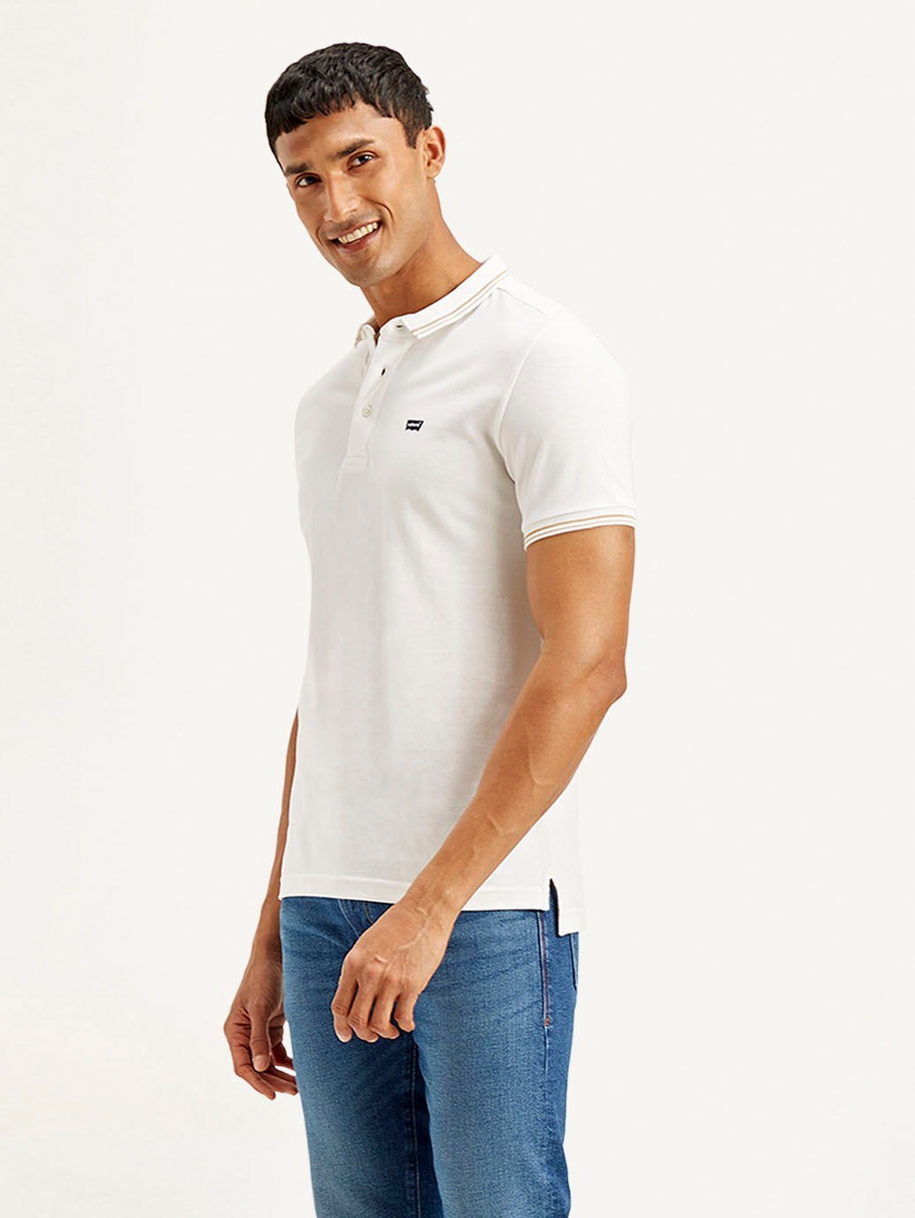 Men's Solid Slim Fit Polo T-shirt - Side View