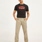 Men's Beige Authentic Straight Fit Linen Chino Pants - Elevated View
