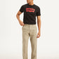 Men's Beige Authentic Straight Fit Linen Chino Pants - Front View