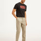 Men's Beige Authentic Straight Fit Linen Chino Pants - Side View