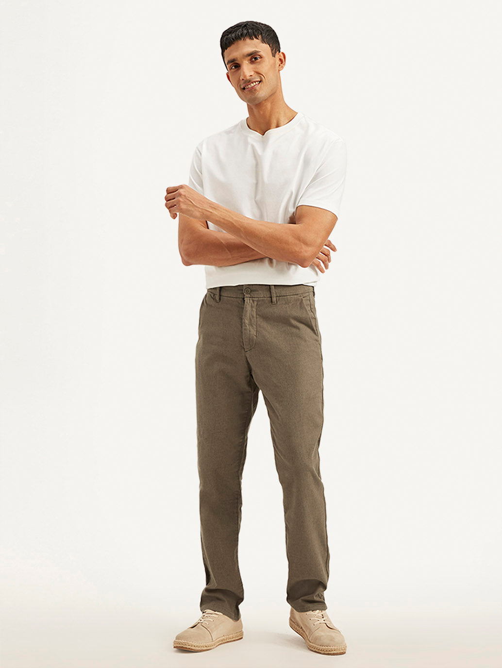 Men's Authentic Straight Fit Linen Chino Pants - Front View