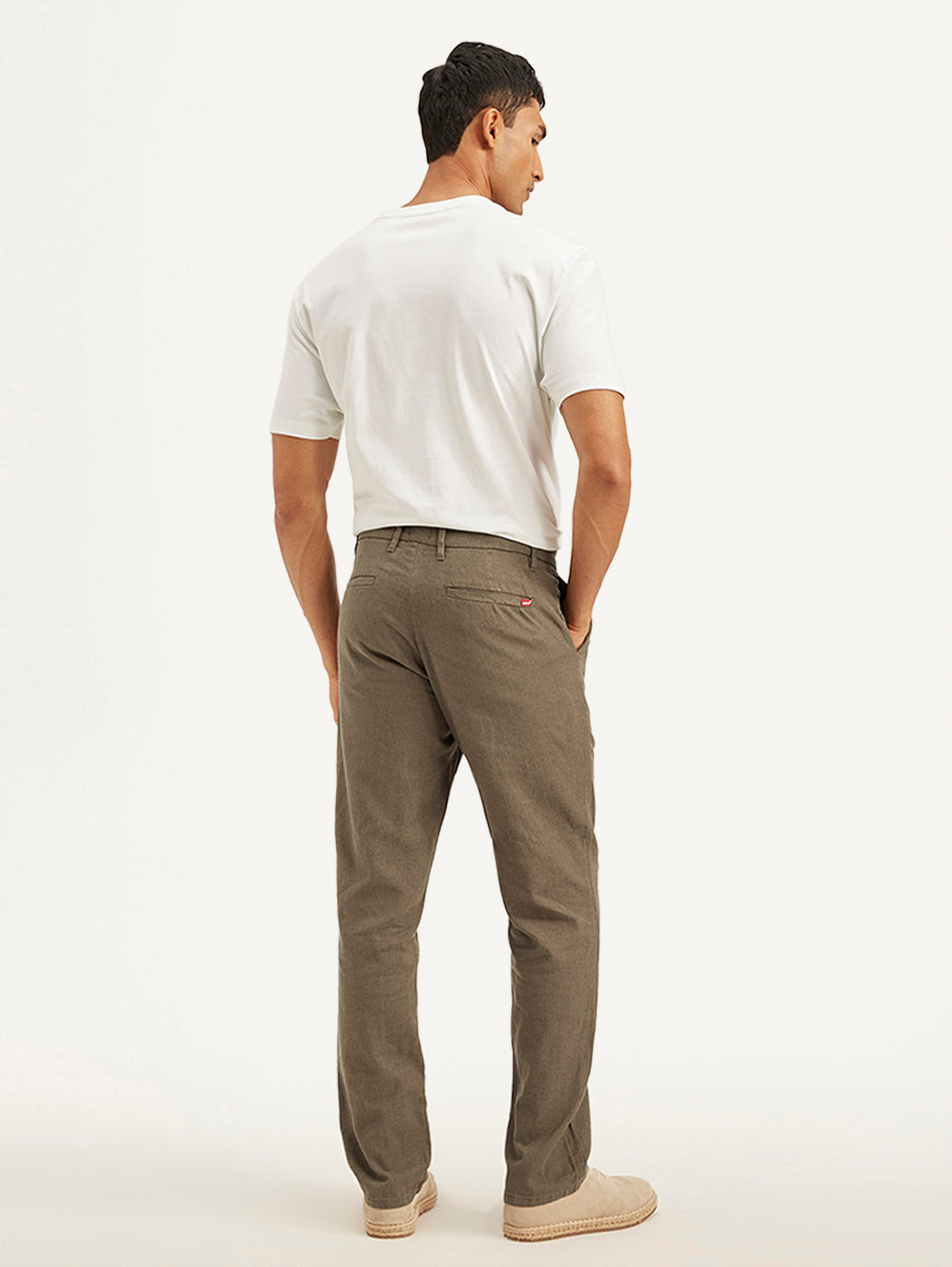 Men's Authentic Straight Fit Linen Chino Pants - Back View