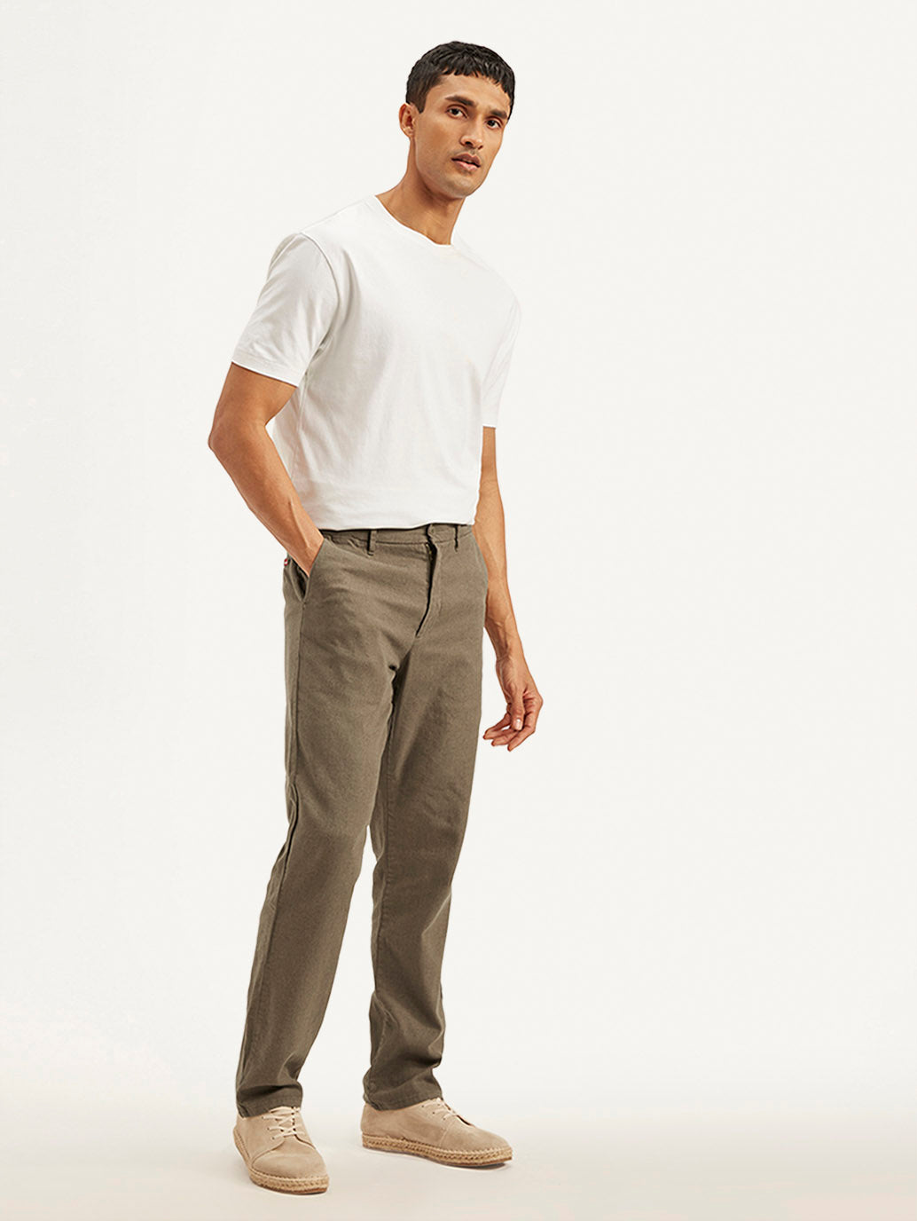 Men's Authentic Straight Fit Linen Chino Pants - Side View