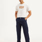 Men's Navy Blue Straight Fit Mid Rise Cargo Jeans - Front View