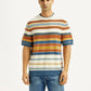 Men's Striped Multicolor Loose Fit T-Shirt - Front View