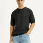 Men's Textured Black Loose Fit T-Shirt - Styleshot View