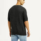Men's Textured Black Loose Fit T-Shirt - Back View