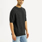 Men's Textured Black Loose Fit T-Shirt - Side View