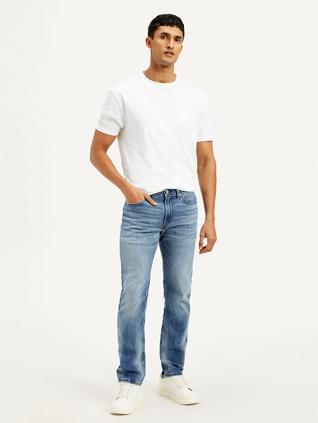 Men's 511 Light Blue Slim Fit Mid Rise Jeans - Front View