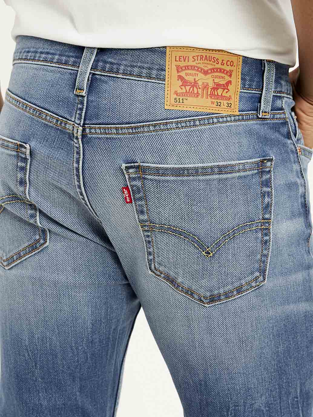 Men's 511 Light Blue Slim Fit Mid Rise Jeans - Detail View