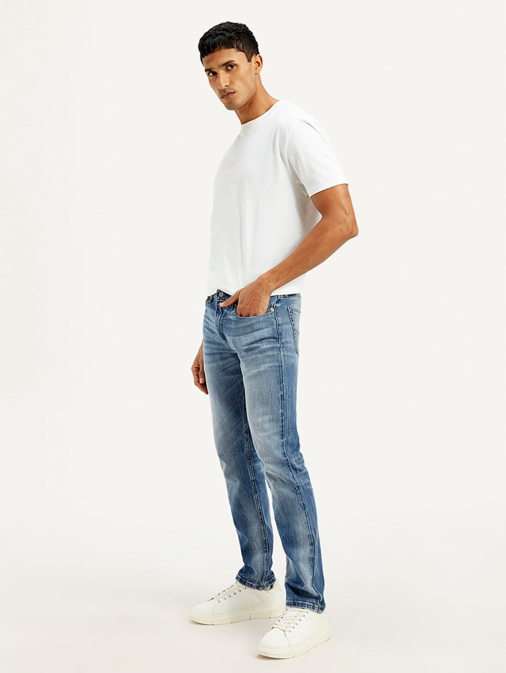 Men's 511 Light Blue Slim Fit Mid Rise Jeans - Side View
