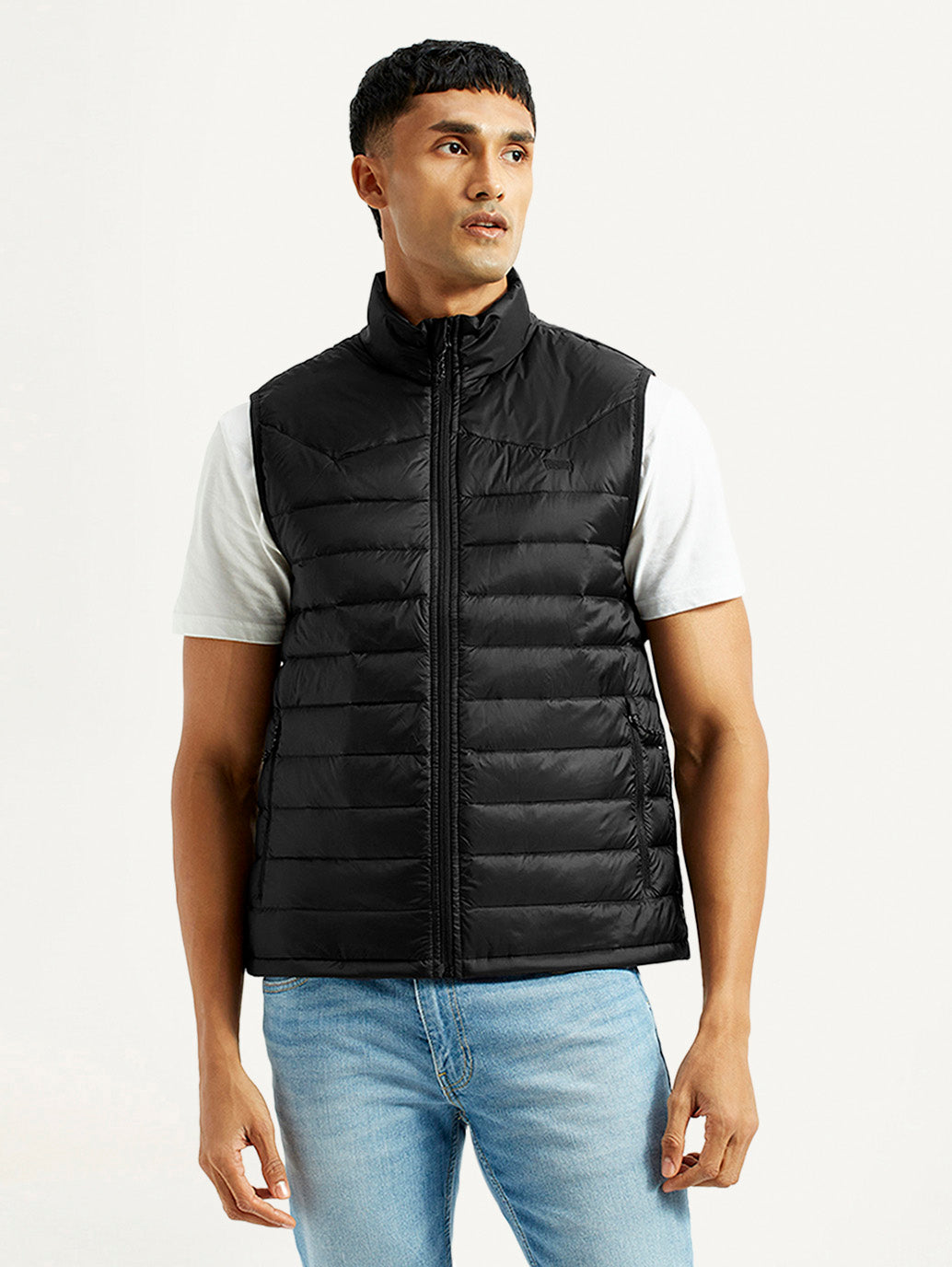 Men's Solid Black Puffer Jacket