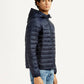 Men's Quilted Navy Puffer Jacket - Side View