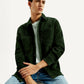 Men's Solid Spread Collar Corduroy Shacket - Elevated View