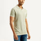Men's Solid Beige Slim Fit Polo T-Shirt - Side View
