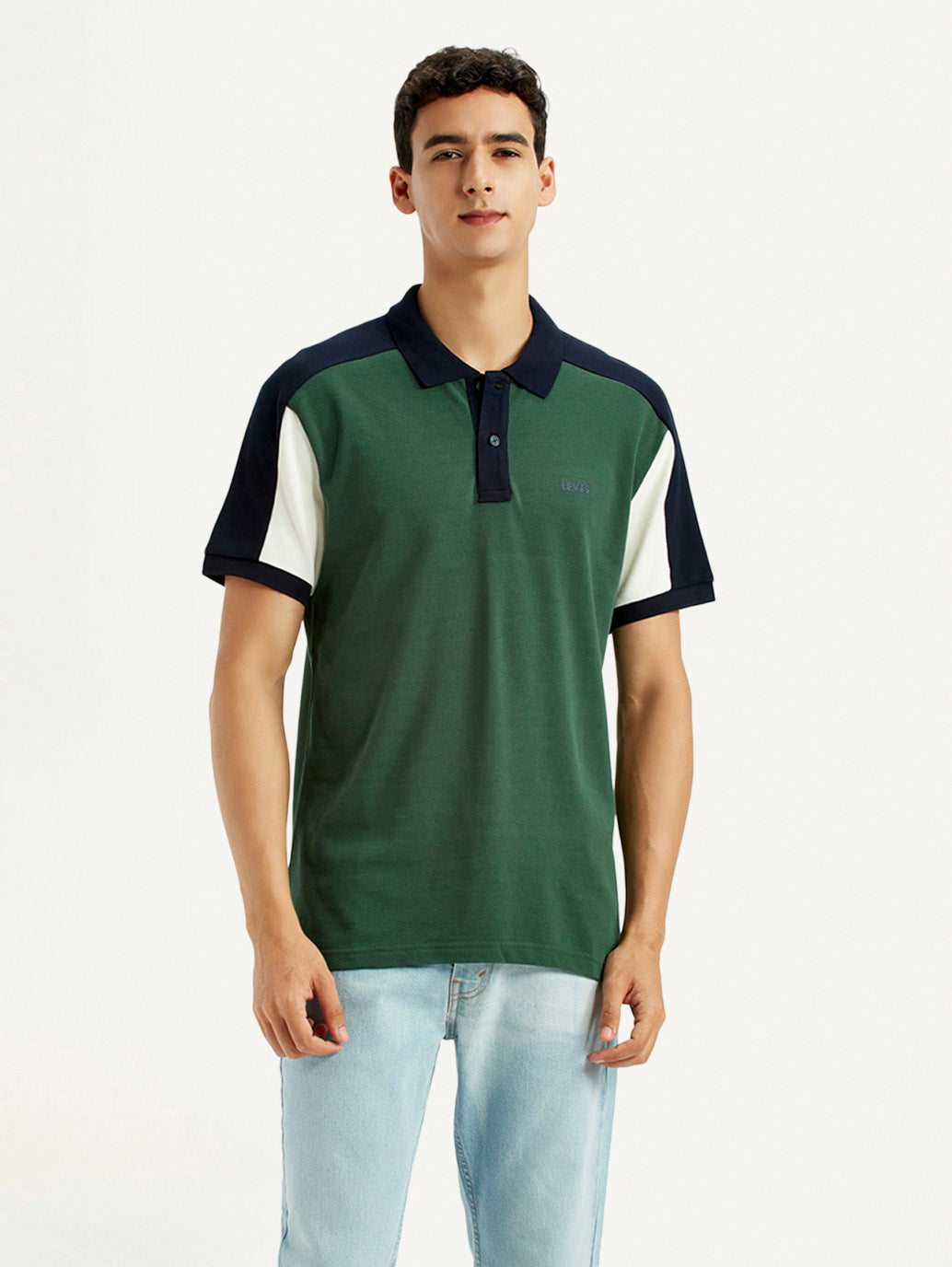Men's Colorblock Multi Color Slim Fit Polo T-shirt - Front View