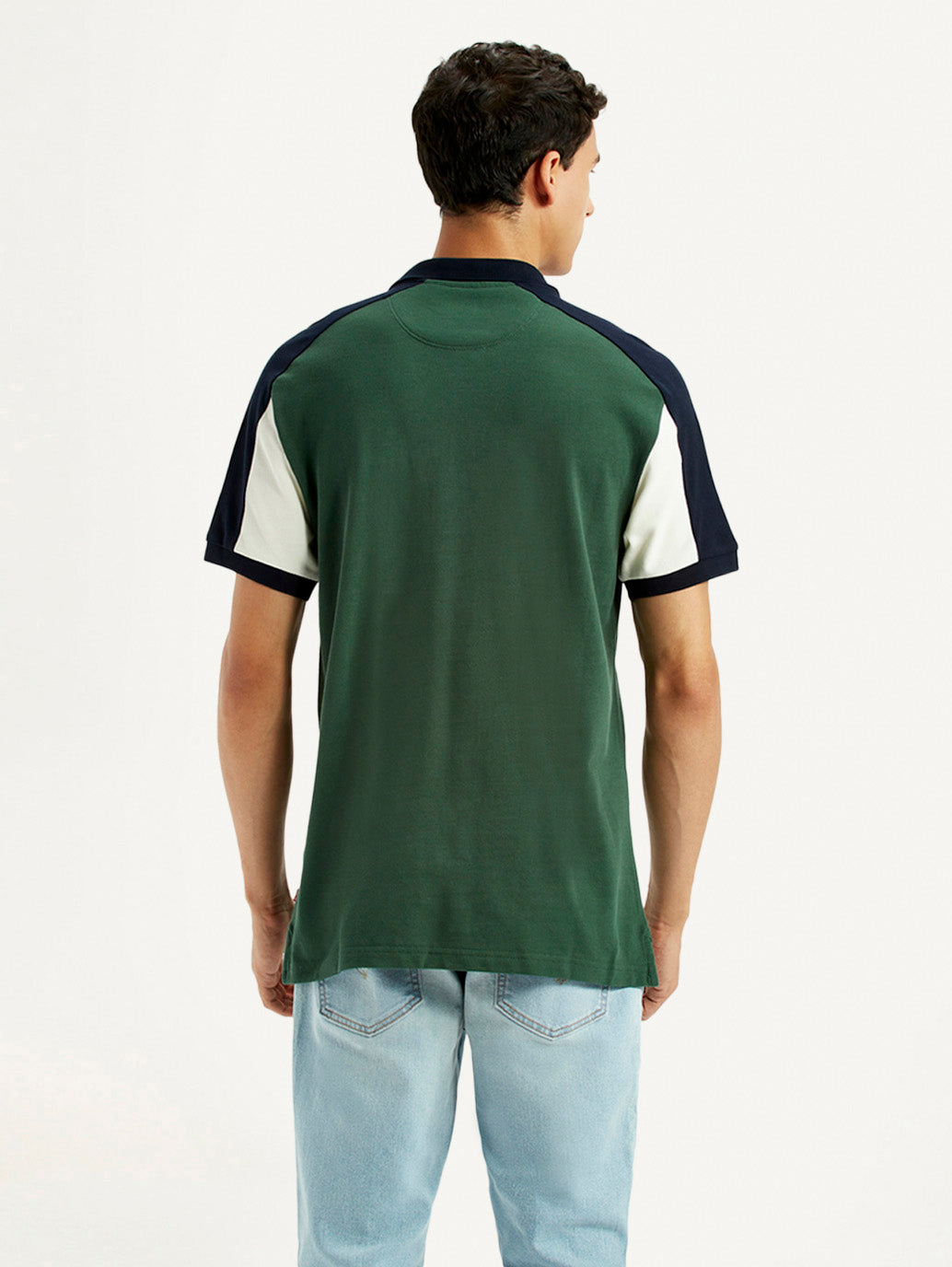 Men's Colorblock Multi Color Slim Fit Polo T-shirt - Back View