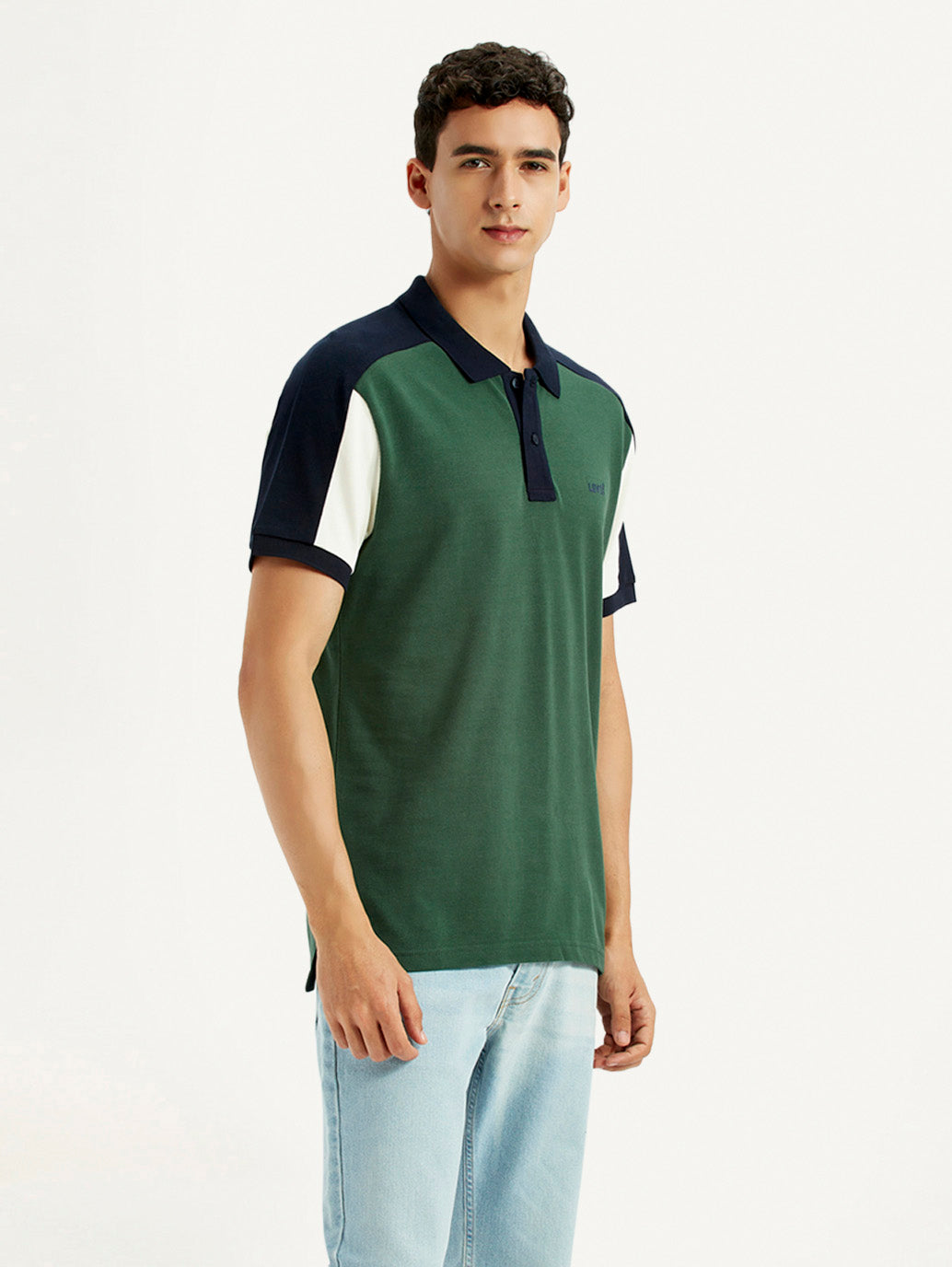 Men's Colorblock Multi Color Slim Fit Polo T-shirt - Side View