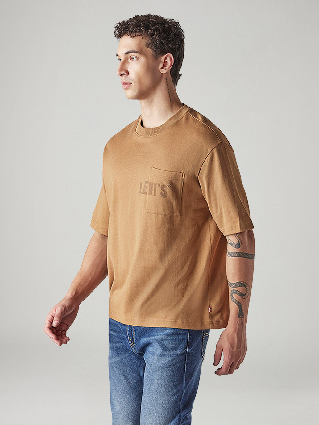 Men's Solid Loose Fit Jersey T-Shirt - Side View