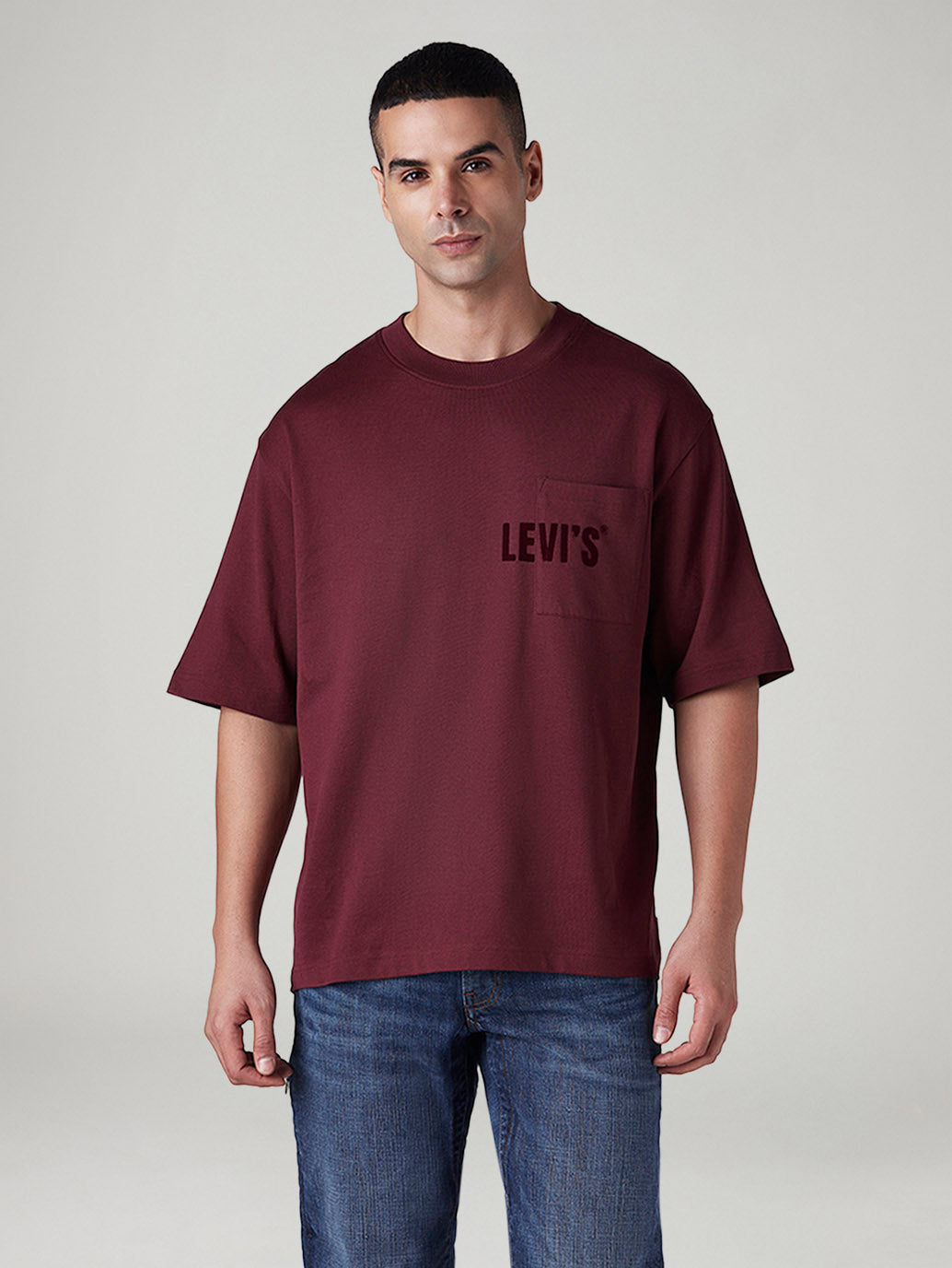 Men's Logo Printed Loose Fit Jersey T-Shirt - Front View