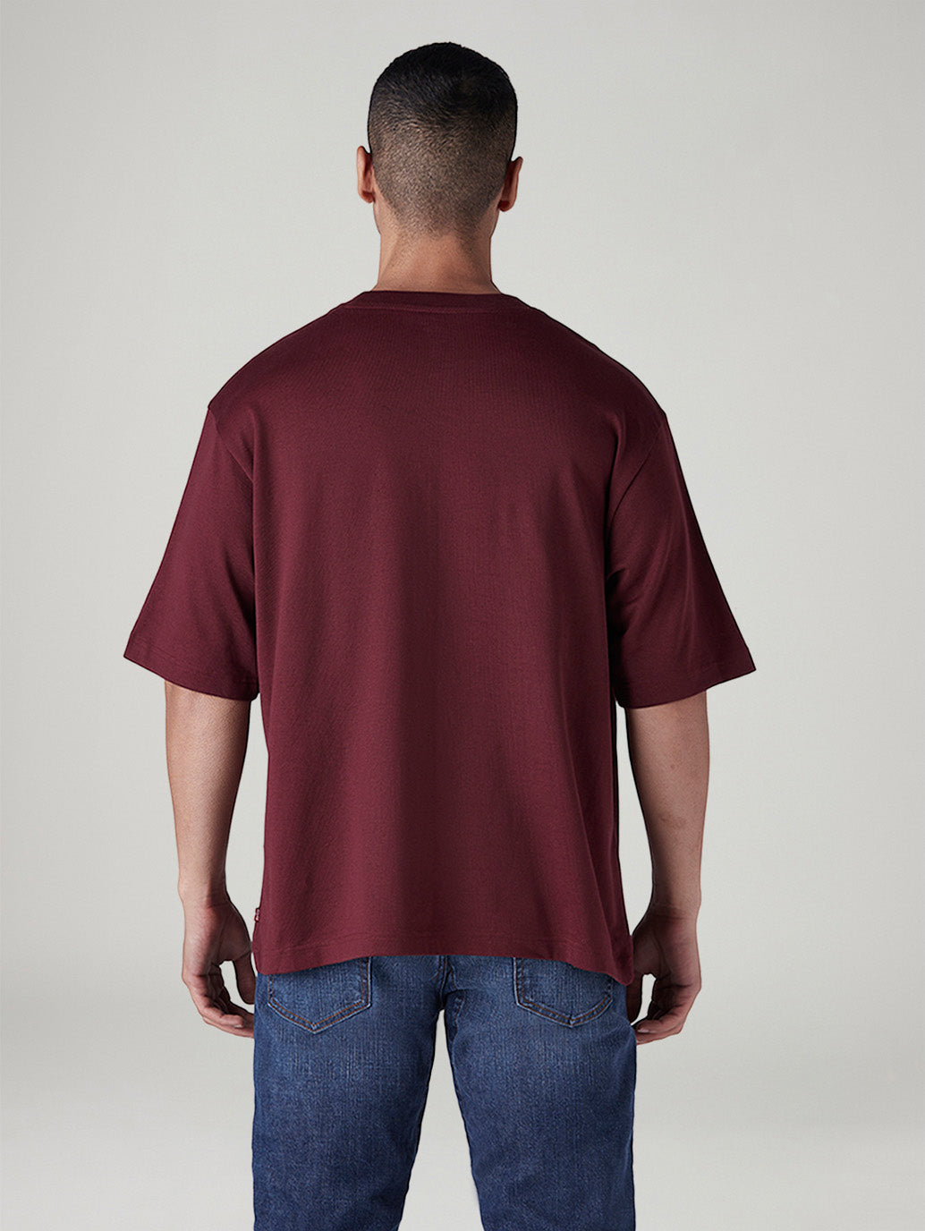 Men's Logo Printed Loose Fit Jersey T-Shirt - Back View