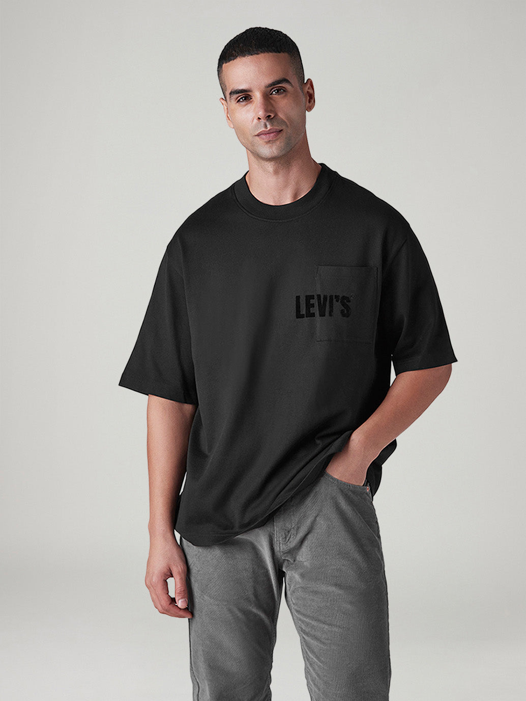Men's Solid Loose Fit Jersey T-Shirt - Front View
