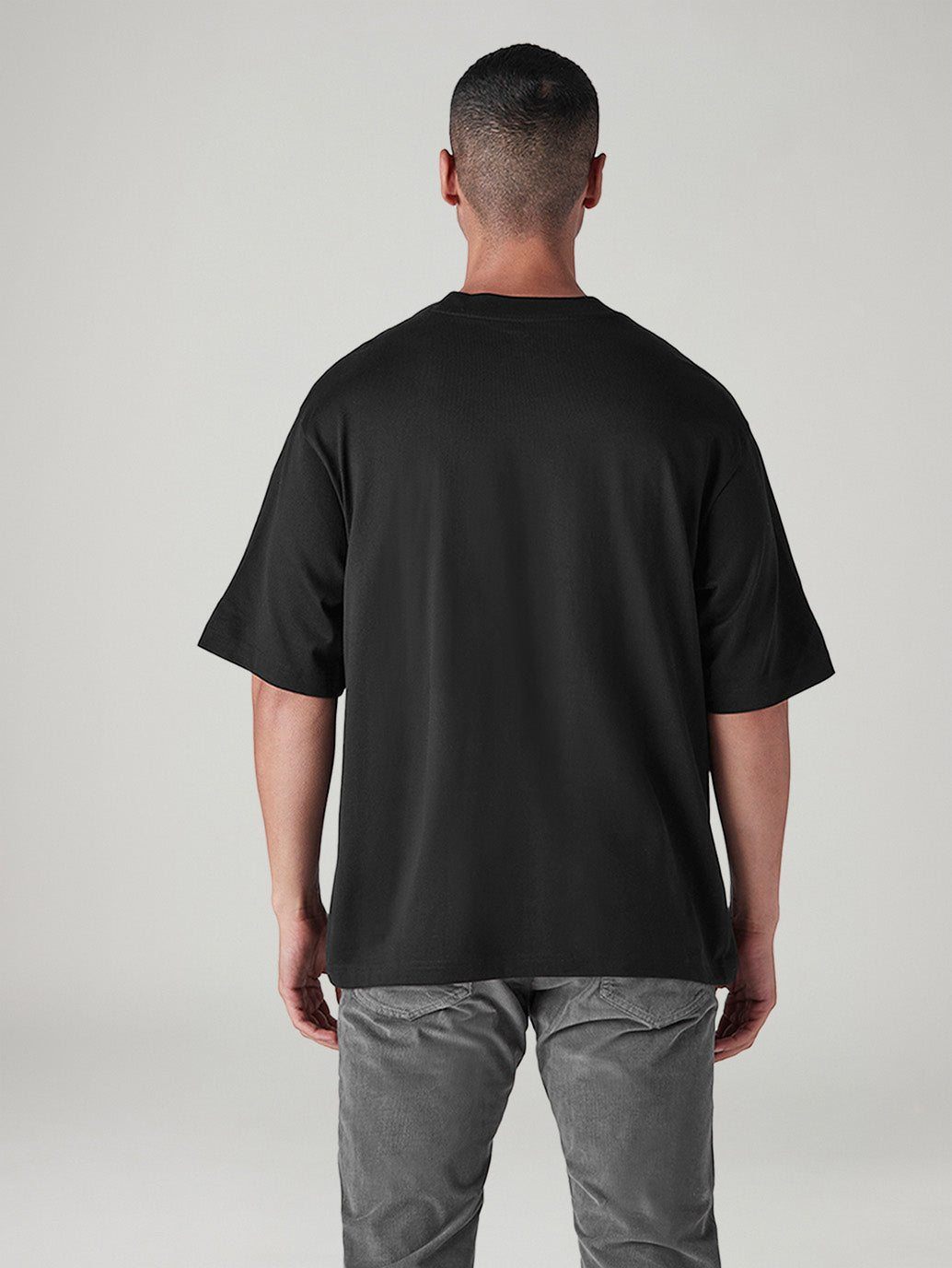 Men's Solid Loose Fit Jersey T-Shirt - Back View