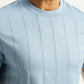 Men's Striped Light Blue Crew Neck T-shirt - Detail View