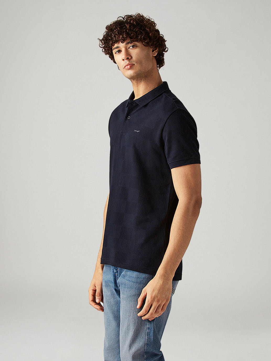 Men's Solid Slim Fit Textured T-Shirt - Side View