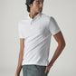 Men's Self Design White Polo T-shirt - 05-Side View
