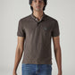 Men's Self Design Brown Polo T-shirt - Front View
