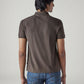 Men's Self Design Brown Polo T-shirt - Back View