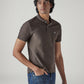 Men's Self Design Brown Polo T-shirt - Side View