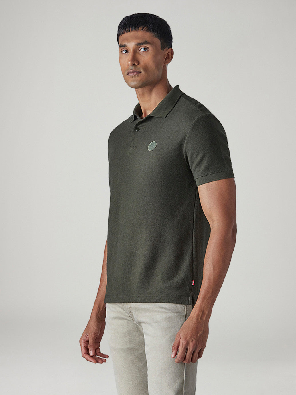 Men's Solid Regular Fit Polo T-shirt - Side View