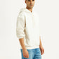 Men's Knitted Off White Hooded Sweatshirt - Side View