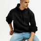 Men's Knitted Black Hooded Sweatshirt - Elevated View