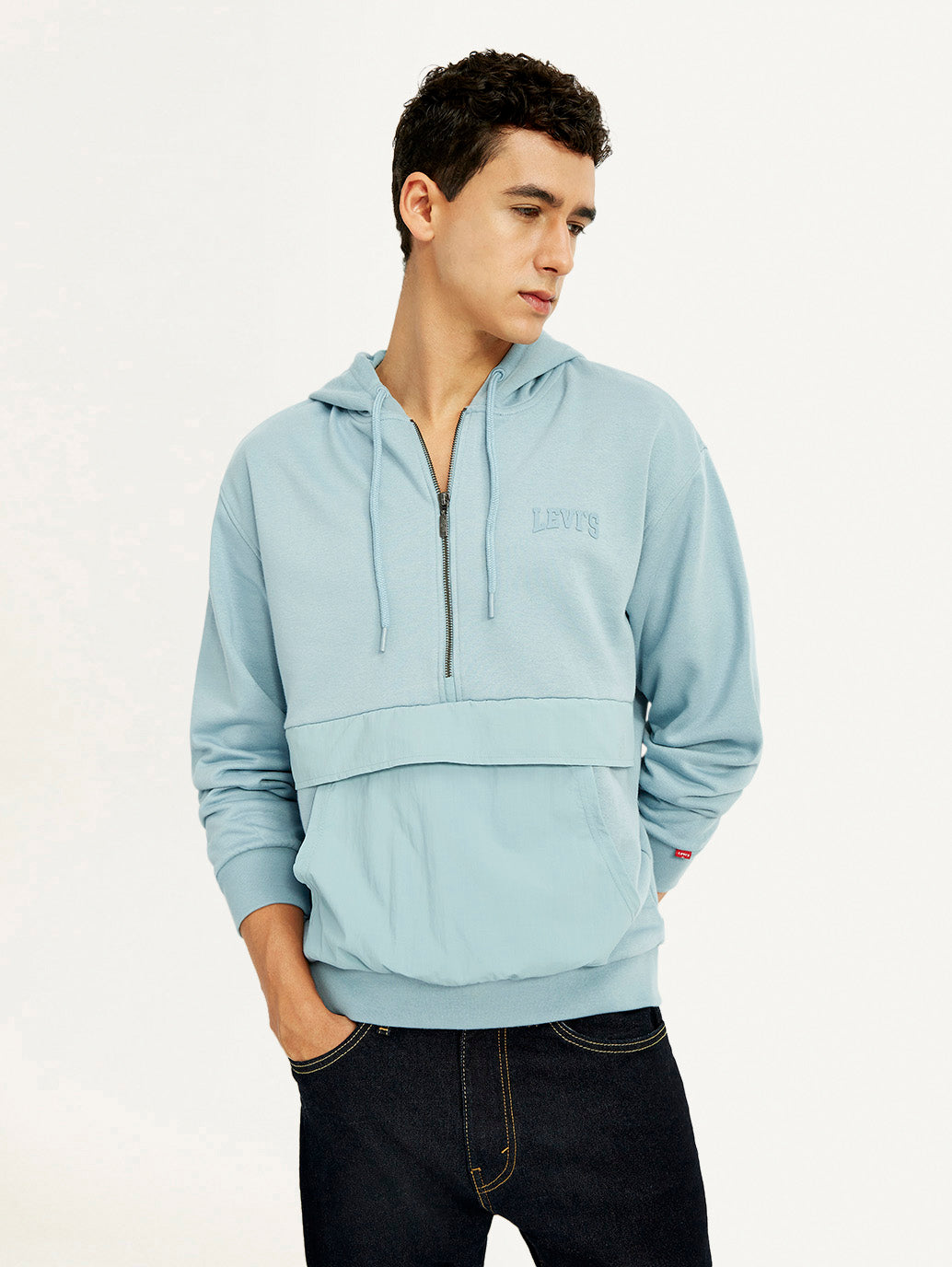 Men's Solid Blue Hooded Sweatshirt