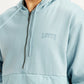 Men's Solid Blue Hooded Sweatshirt - Detail View