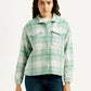Women's Plaid Green Slim Fit Shirt - Front View