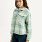 Women's Plaid Green Slim Fit Shirt - Side View
